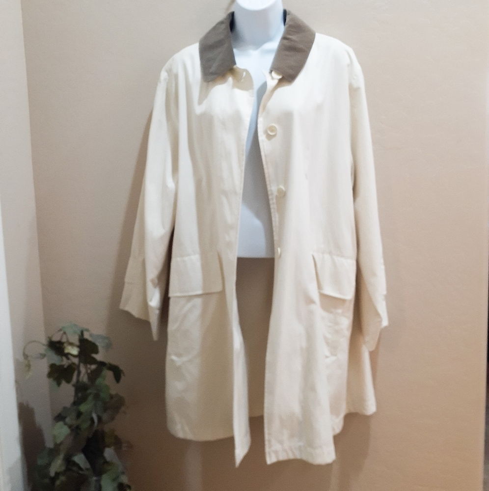 I.N.C Cream Trench 3/4 Length Long Sleeve Coat Size M
